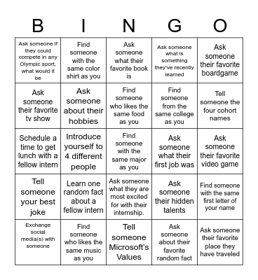 Networking Bingo! Bingo Card