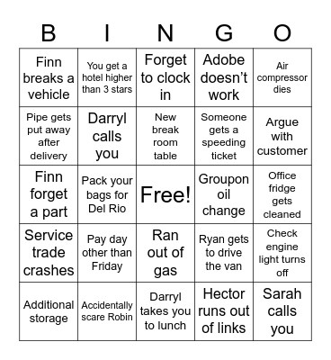 Lyons Guard Bingo Card