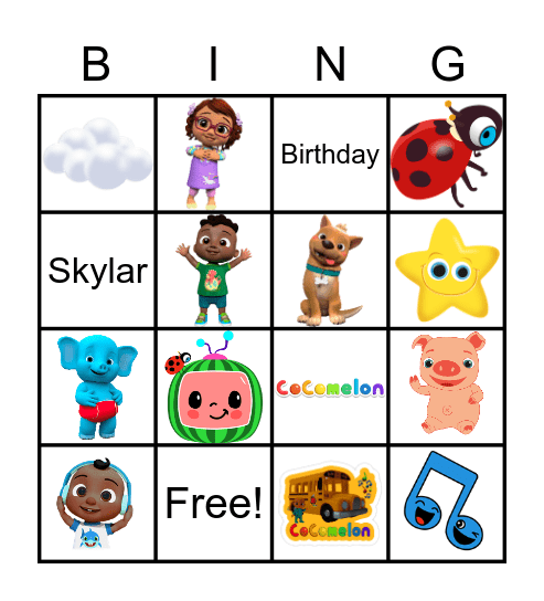 Skylar's 2nd Birthday Bingo Card