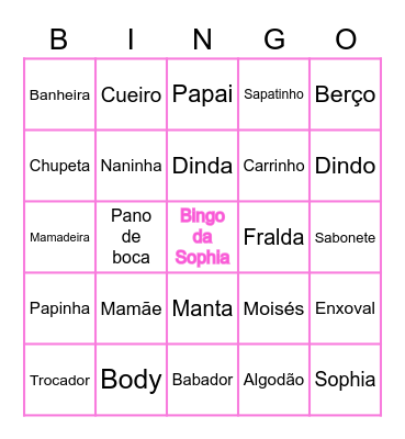 Bingo da Sophia Bingo Card