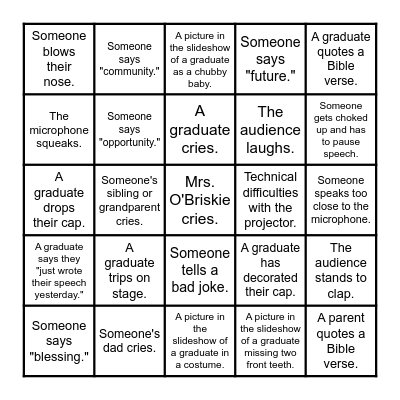 2023 Graduation Bingo! Bingo Card