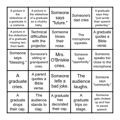 2023 Graduation Bingo! Bingo Card