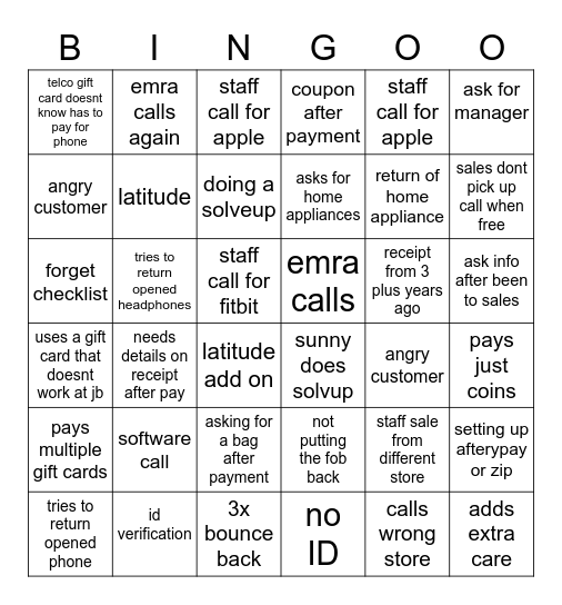 COUNTER BINGO Card