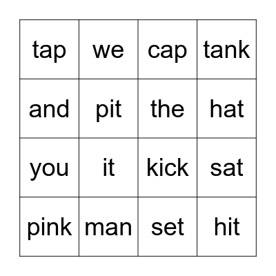 BINGO (S,A,T,P,I,N,C,CK,K,D,M,R,H,E & HFW) Bingo Card