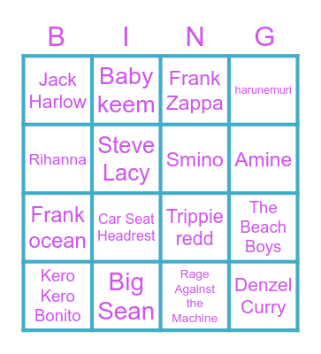 What music do we have common? Bingo Card