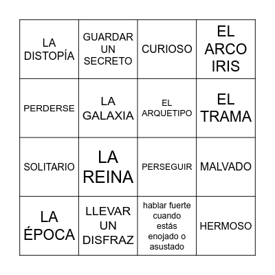 ¿Puedes Imaginar?--definiciones 2 Bingo Card