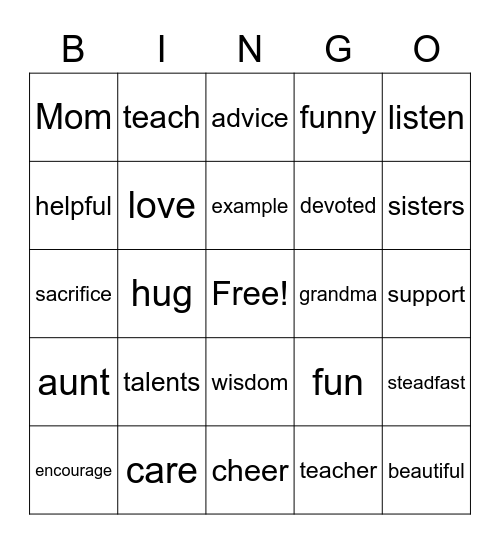celebrate sisters Bingo Card