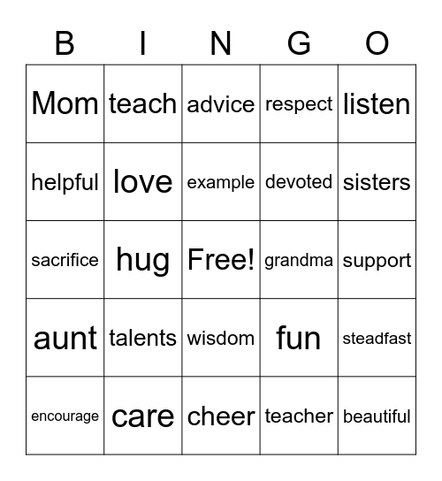 celebrate sisters Bingo Card