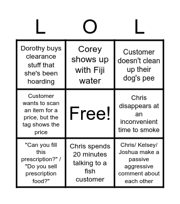 Petco Bingo Card