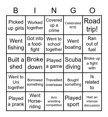 Oliver Bingo Card