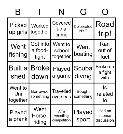 Oliver Bingo Card