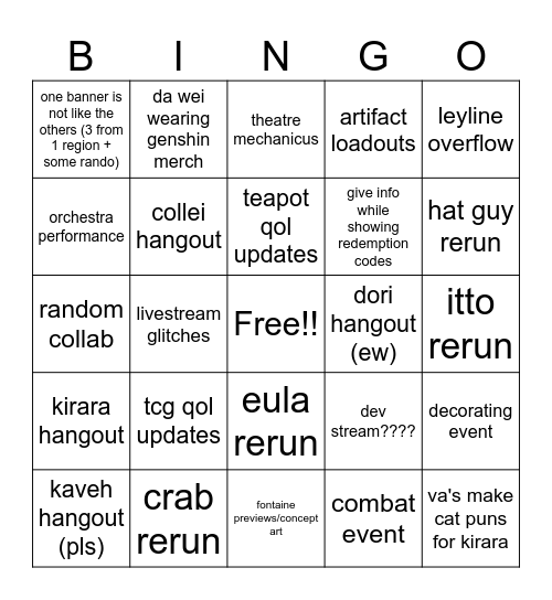 3.7 livestream bingo boys Bingo Card