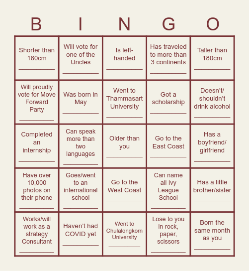 AO BINGO Card