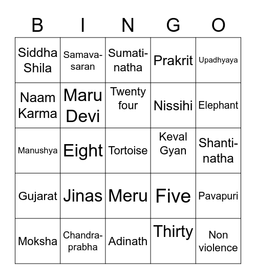 Jivdaya Trip Bingo Card