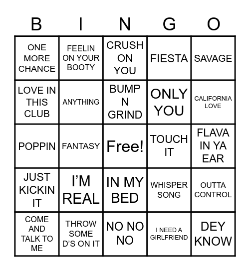 "REMIXES" Bingo Card