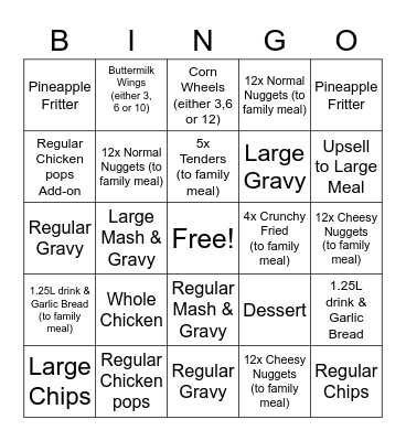 Red Rooster Bingo Card