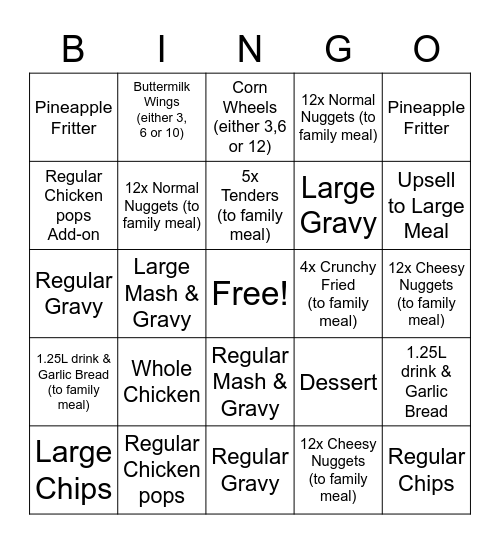 Red Rooster Bingo Card
