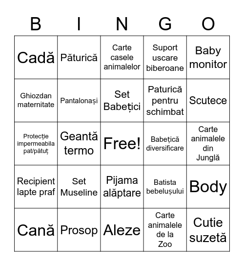 Bingo la Daruri Bingo Card