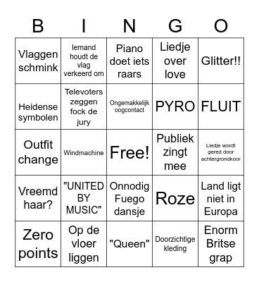 EUROVISION FINALE 2023 Bingo Card