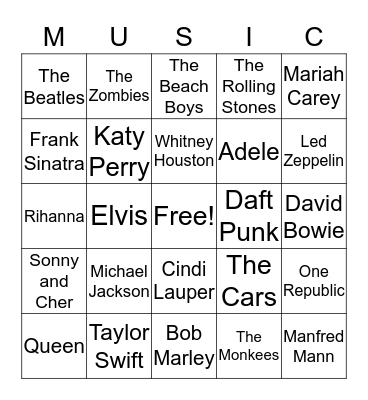 Music Bingo Card