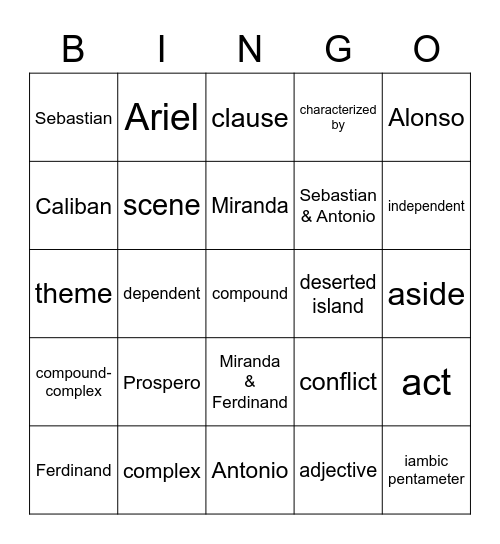 Midterm Revision Bingo Card