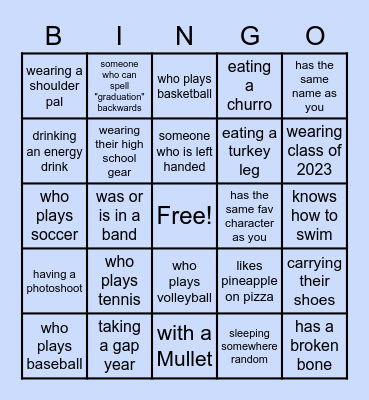 FIND THE GRAD... Bingo Card