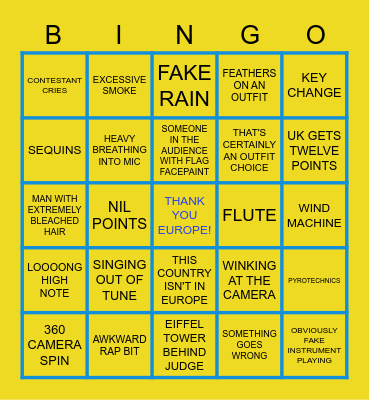 EUROVISION SONG CONTEST 2023 Bingo Card