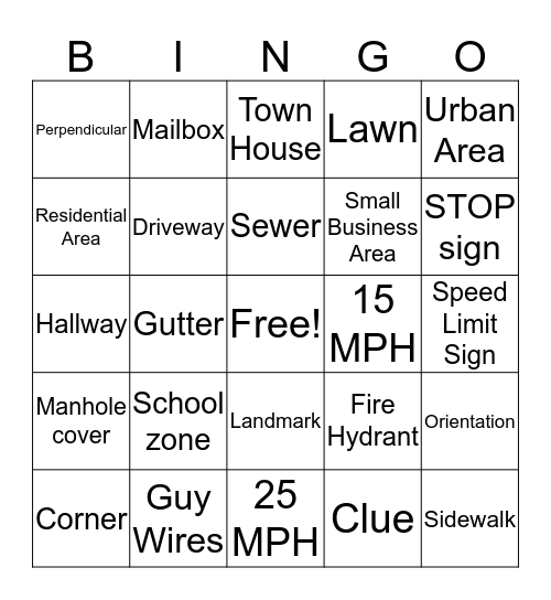 O&M Concepts Bingo Card