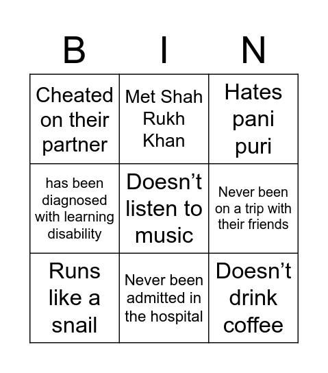 Untitled Bingo Card