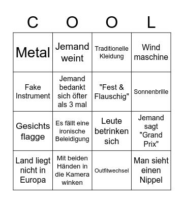 ESC 2023 ❤ Bingo Card