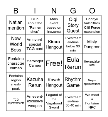 Livestream3.7_Pargar Bingo Card
