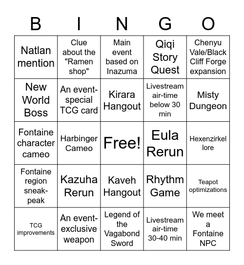 Livestream3.7_Lavix Bingo Card