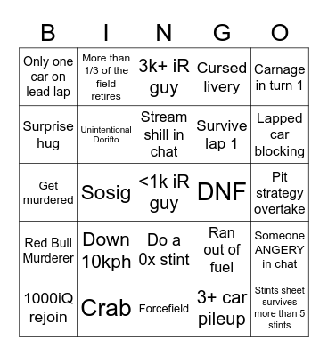 N24 2023 Bingo Card