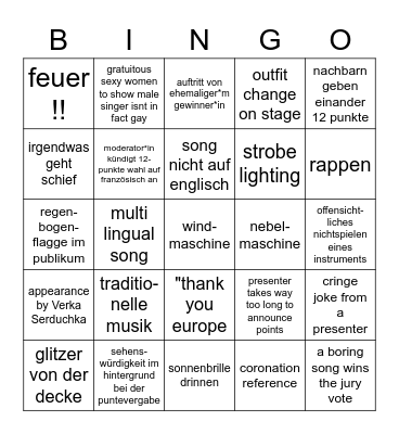 eurovision song contest 2023 Bingo Card