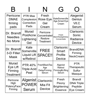 Skincare Treatment Bingo Card