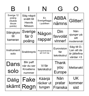 Eurovision på D-Lan Bingo Card