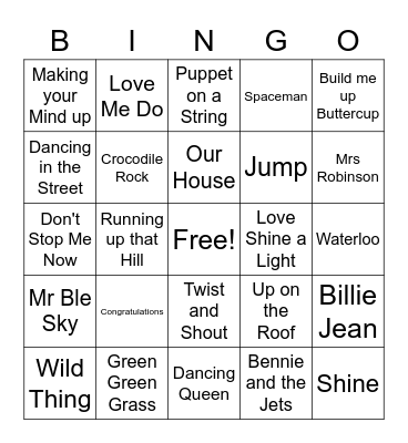 Eurovsion 2023 Bingo Card