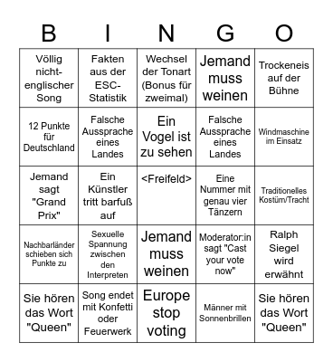 Random ESC 2023 Bingo Card
