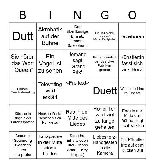 Random ESC 2023 Bingo Card