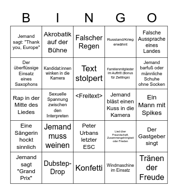 Random ESC 2023 Bingo Card