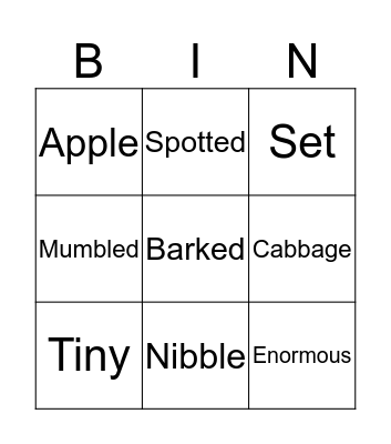 A New House For Mouse Bingo Card