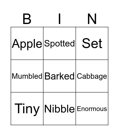 A New House For Mouse Bingo Card