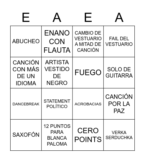 EUROÑOCO 2023 Bingo Card