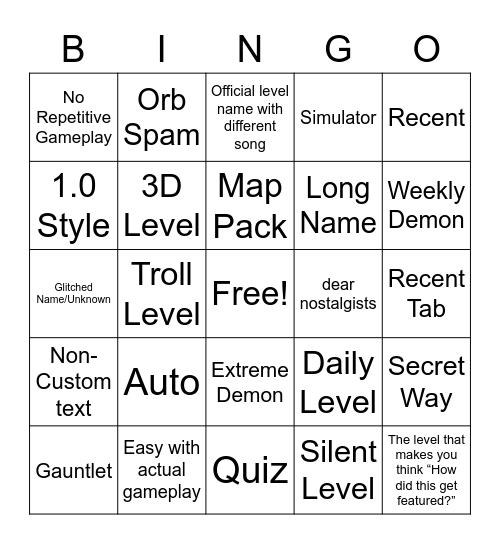 Featured Bash Bingo (GD) Bingo Card