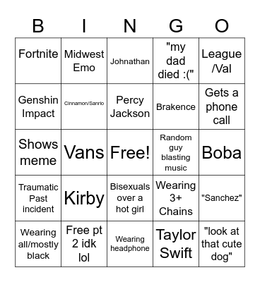 Ben Bingo Card