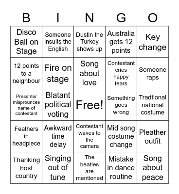 Eurotrash Eurobingo Card