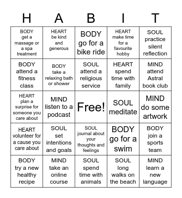 HABIT 7: SHARPEN THE SAW Bingo Card