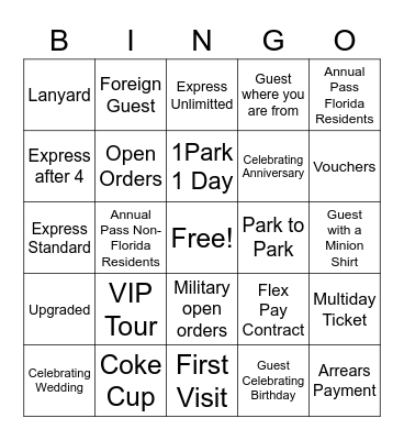 Memorial Day Weekend Bingo Card