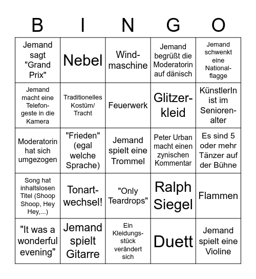 ESC Bingo Card