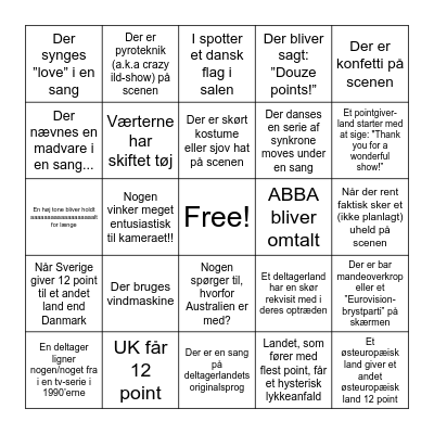 EUROVISION BANKO Bingo Card